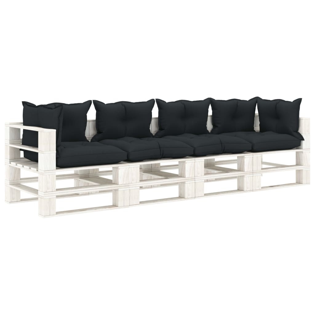 VidaXL Tuinbank 4-zits met antracietkleurige kussens pallet hout
