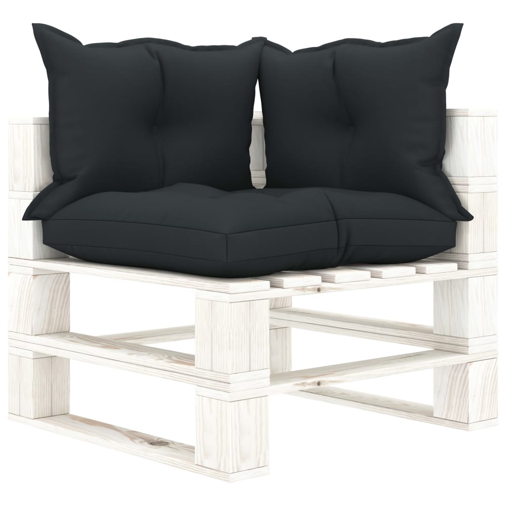 VidaXL Tuinbank 4-zits met antracietkleurige kussens pallet hout