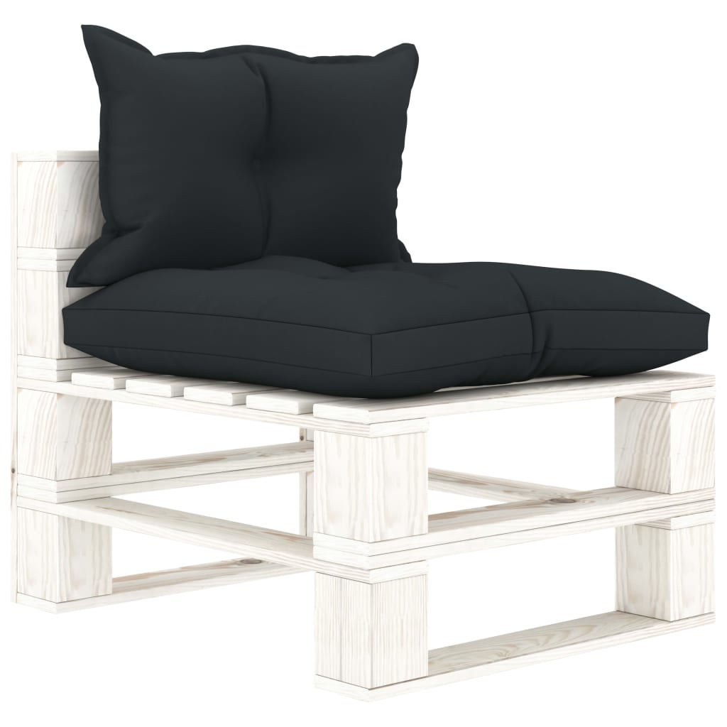 VidaXL Tuinbank 4-zits met antracietkleurige kussens pallet hout