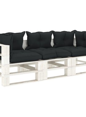 VidaXL Tuinbank 3-zits met antracietkleurige kussens pallet hout