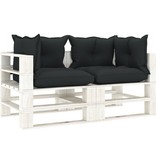 VidaXL Tuinbank 2-zits met antracietkleurige kussens pallet hout