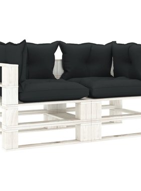 VidaXL Tuinbank 2-zits met antracietkleurige kussens pallet hout