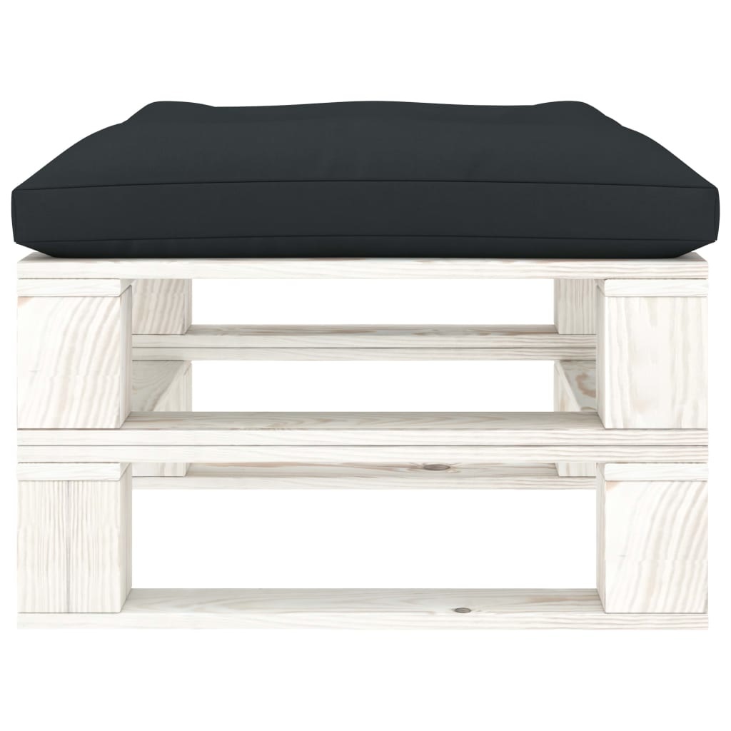 VidaXL Tuinpoef met antracietkleurig kussen pallet hout