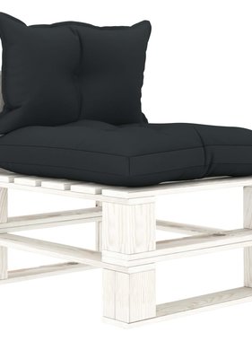 VidaXL Tuinmiddenbank met antracietkleurige kussens pallet hout