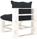 VidaXL Tuinmiddenbank met antracietkleurige kussens pallet hout