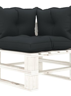 VidaXL Tuinhoekbank met antracietkleurige kussens pallet hout