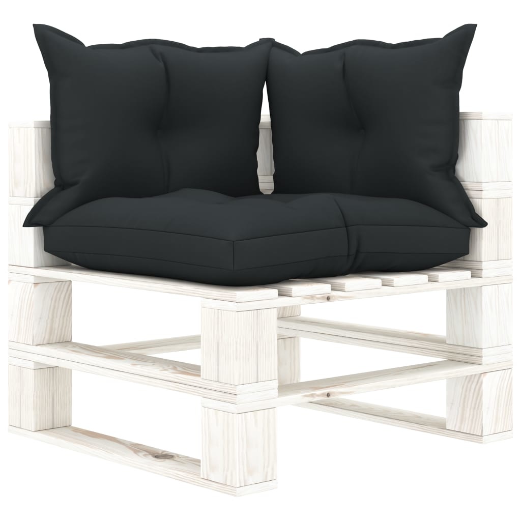 VidaXL Tuinhoekbank met antracietkleurige kussens pallet hout