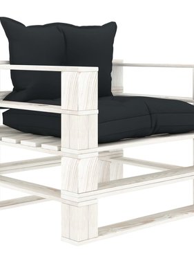 VidaXL Tuinbank met antracietkleurige kussens pallet hout