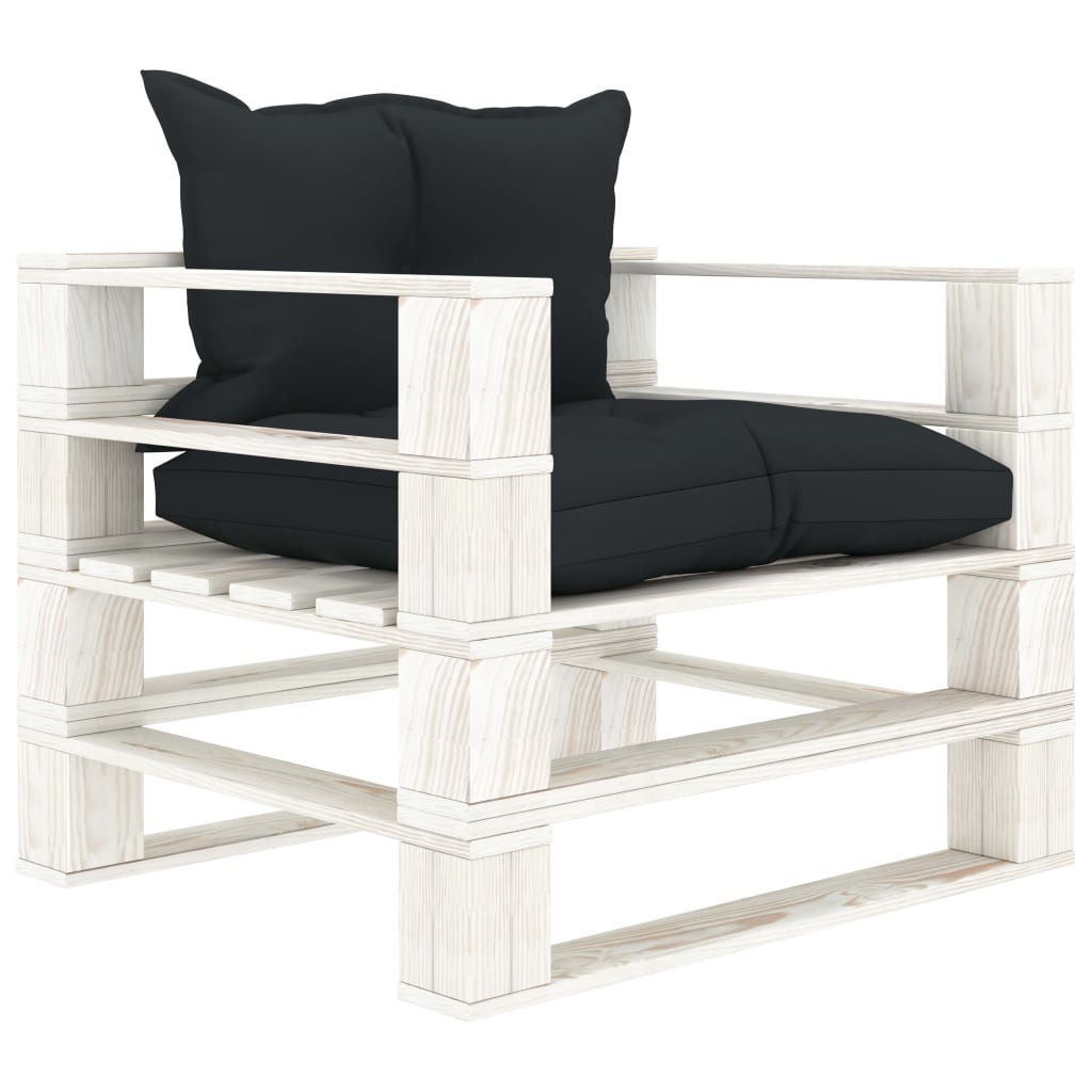 VidaXL Tuinbank met antracietkleurige kussens pallet hout