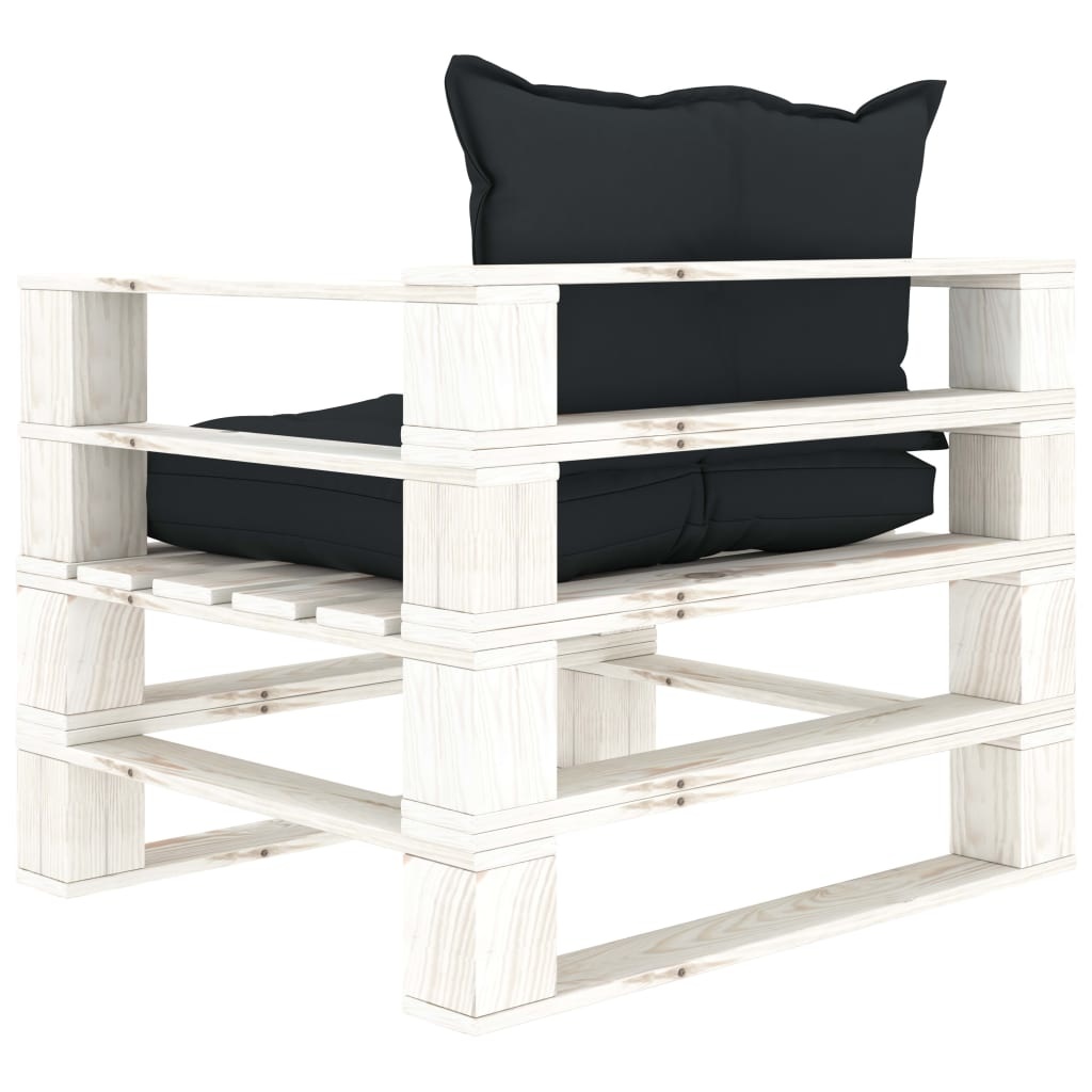 VidaXL Tuinbank met antracietkleurige kussens pallet hout