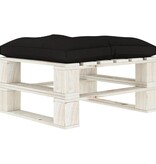 VidaXL Tuinpoef met zwart kussen pallet hout