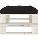 VidaXL Tuinpoef met zwart kussen pallet hout