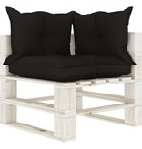 VidaXL Tuinhoekbank met zwarte kussens pallet hout