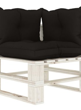 VidaXL Tuinhoekbank met zwarte kussens pallet hout