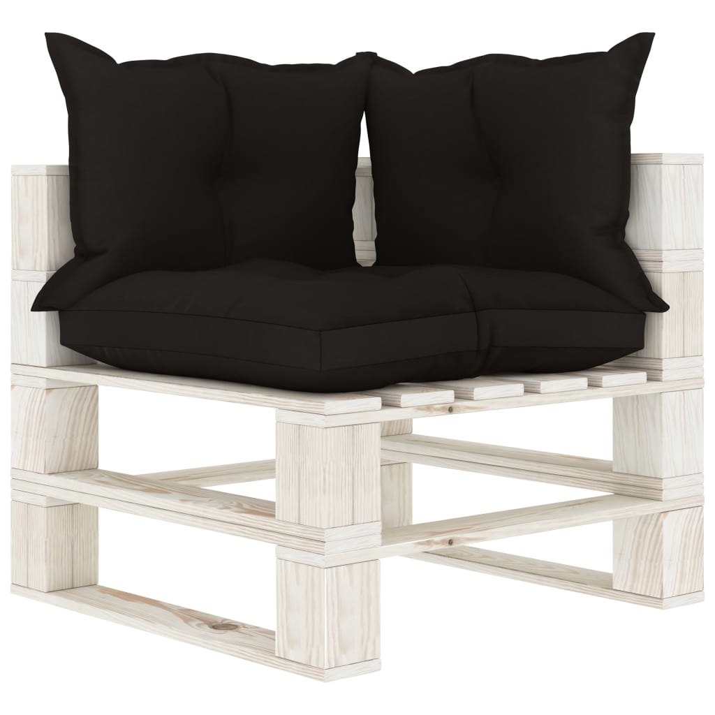 VidaXL Tuinhoekbank met zwarte kussens pallet hout