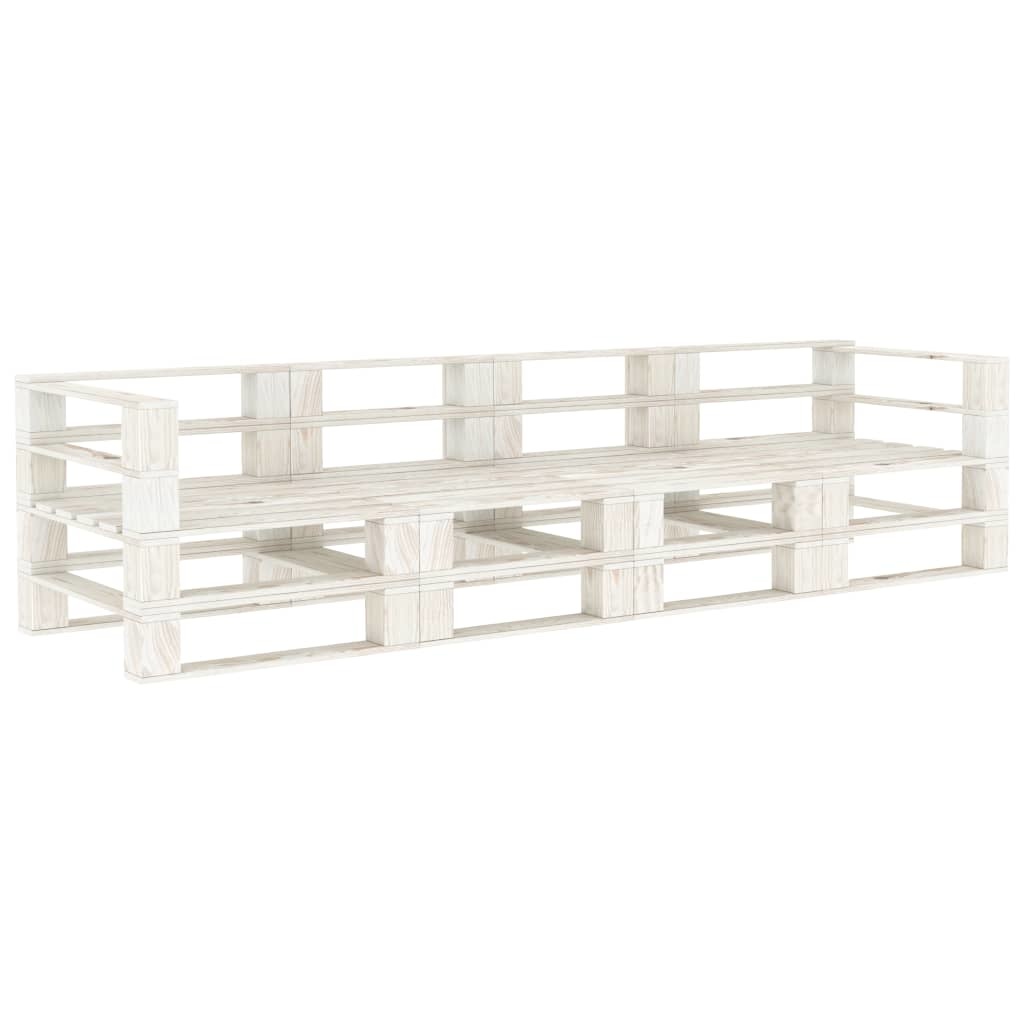 VidaXL Tuinbank 4-zits pallet hout wit