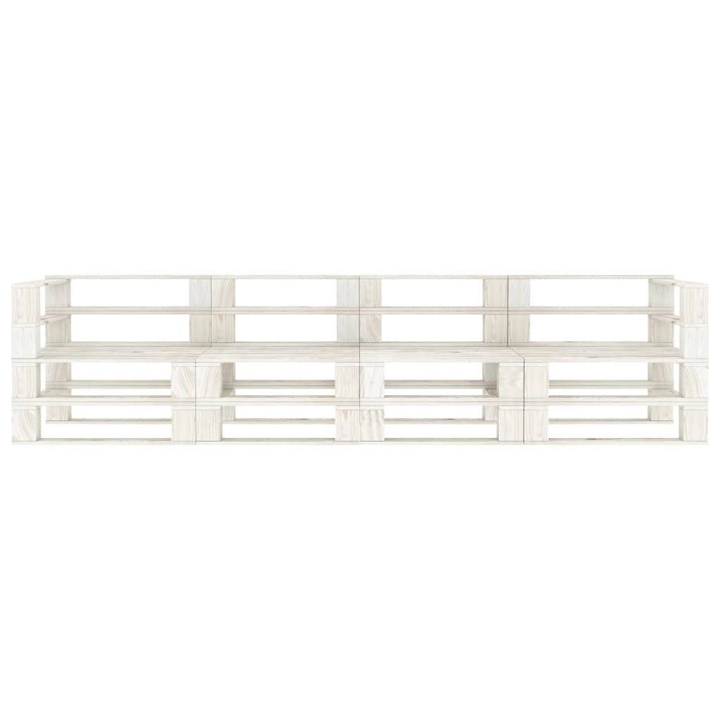 VidaXL Tuinbank 4-zits pallet hout wit