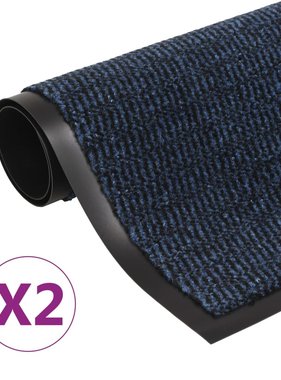 vidaXL Droogloopmatten 2 st rechthoekig getuft 90x150 cm blauw