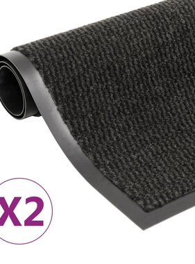 VidaXL Droogloopmatten 2 st rechthoekig getuft 90x150 cm zwart