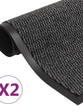 VidaXL Droogloopmatten 2 st rechthoekig getuft 80x120 cm antraciet