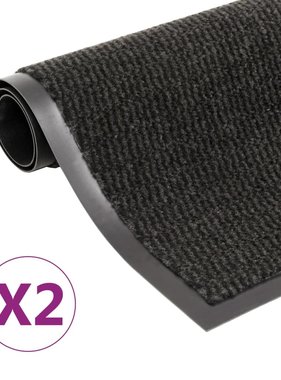 VidaXL Droogloopmatten 2 st rechthoekig getuft 60x90 cm zwart