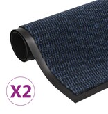 VidaXL Droogloopmatten 2 st rechthoekig getuft 40x60 cm blauw