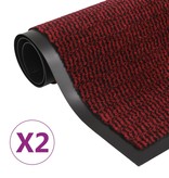 VidaXL Droogloopmatten 2 st rechthoekig getuft 40x60 cm rood