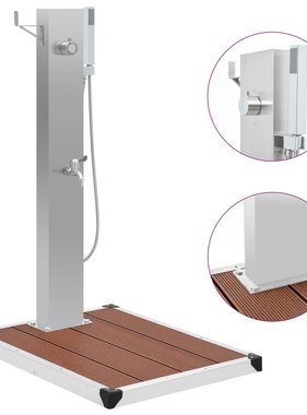 VidaXL Buitendouche met bak HKC roestvrij staal