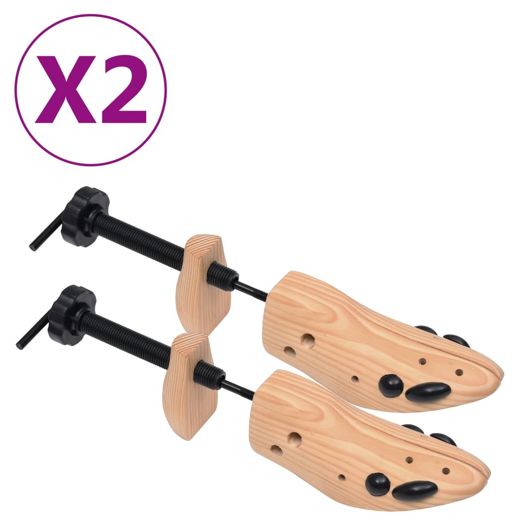 VidaXL Schoenspanners 2 paar maat 41-46 massief grenenhout