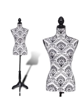 VidaXL Vrouwen torso etalagepop zwart/wit