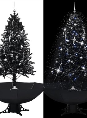 VidaXL Kerstboom sneeuwend met paraplubasis 190 cm PVC zwart