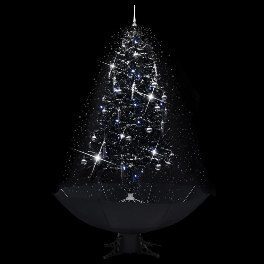 VidaXL Kerstboom sneeuwend met paraplubasis 190 cm PVC zwart