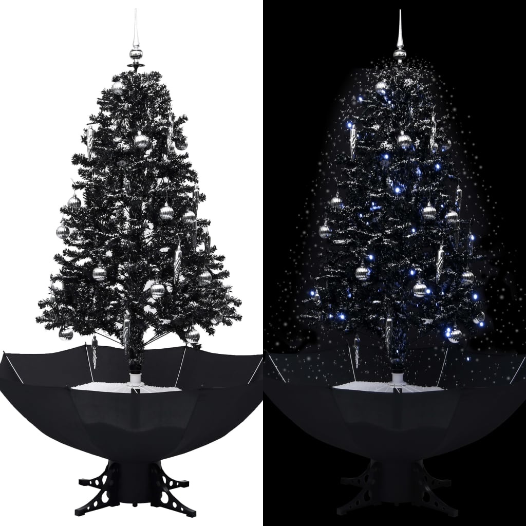 VidaXL Kerstboom sneeuwend met paraplubasis 170 cm PVC zwart