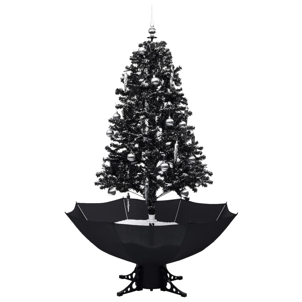 VidaXL Kerstboom sneeuwend met paraplubasis 170 cm PVC zwart