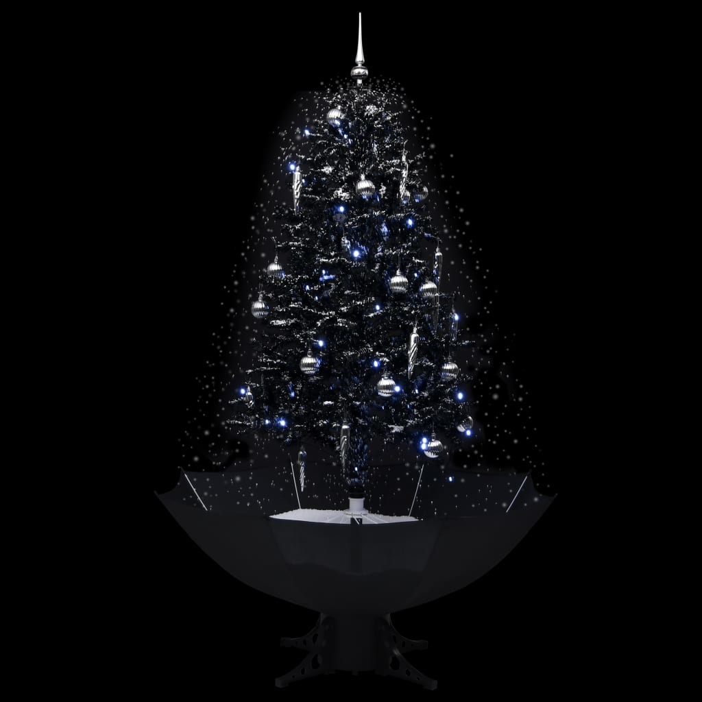 VidaXL Kerstboom sneeuwend met paraplubasis 170 cm PVC zwart