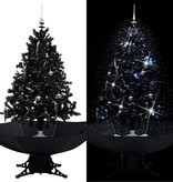 VidaXL Kerstboom sneeuwend met paraplubasis 140 cm PVC zwart