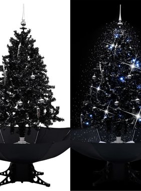 VidaXL Kerstboom sneeuwend met paraplubasis 140 cm PVC zwart