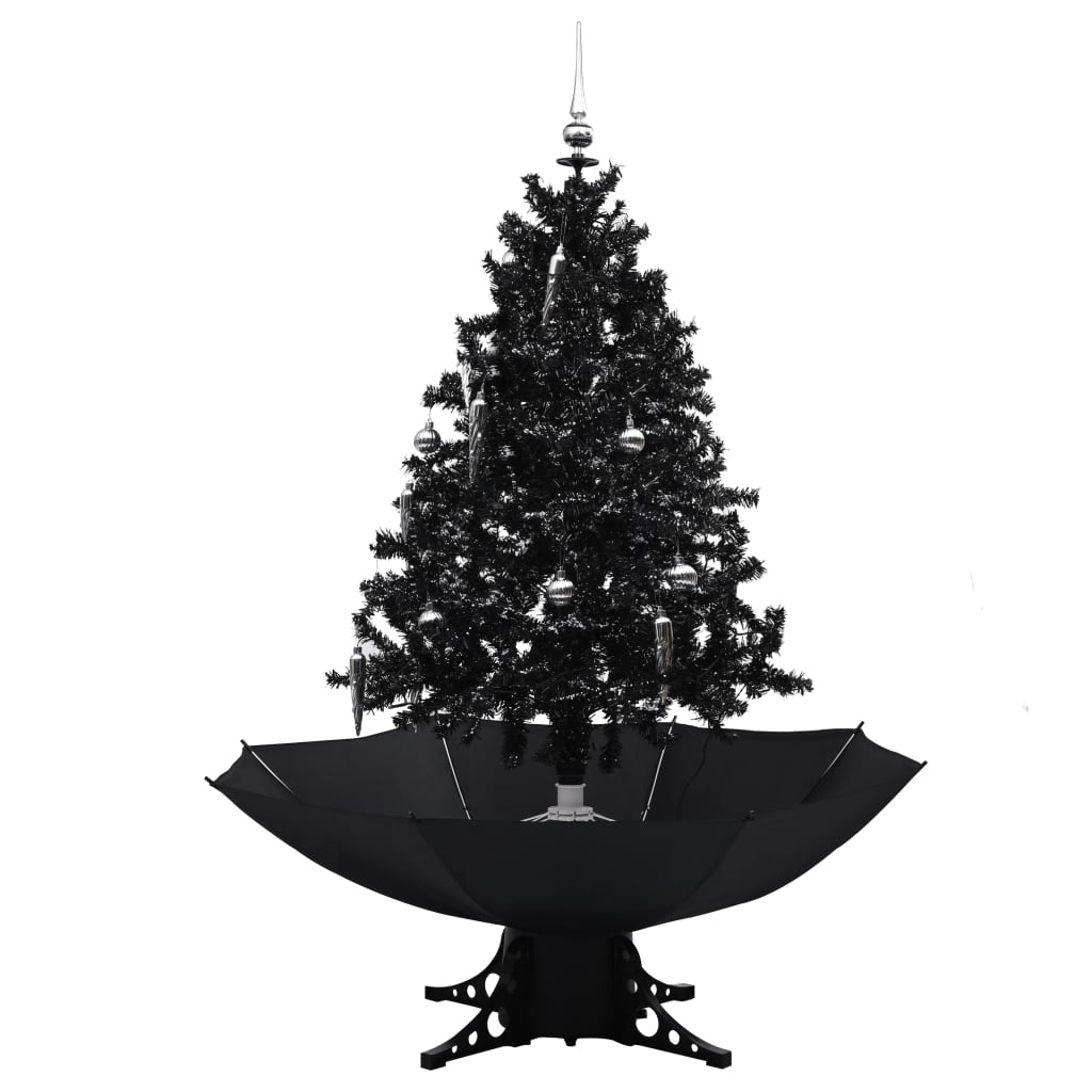 VidaXL Kerstboom sneeuwend met paraplubasis 140 cm PVC zwart