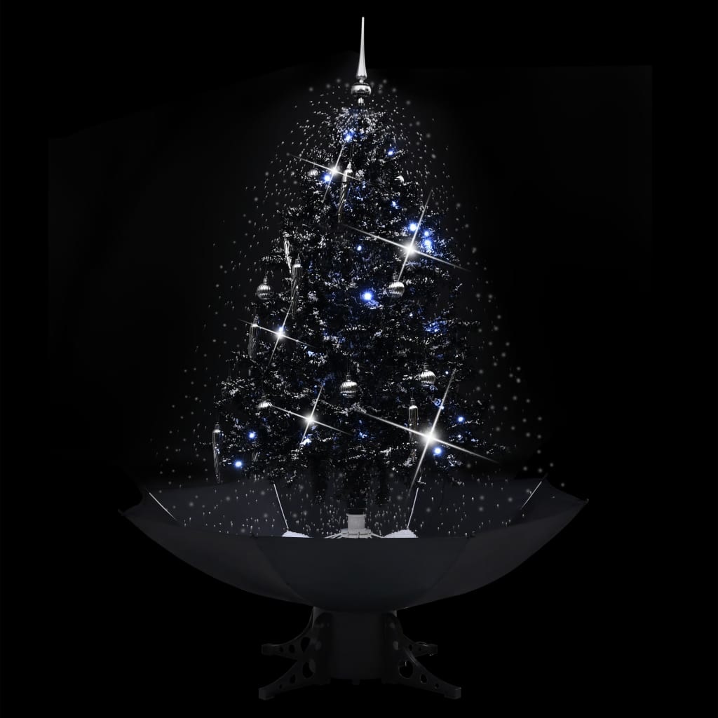VidaXL Kerstboom sneeuwend met paraplubasis 140 cm PVC zwart