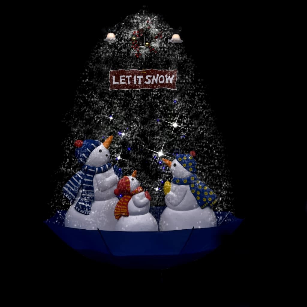 VidaXL Kerstboom sneeuwend met paraplubasis 170 cm PVC blauw