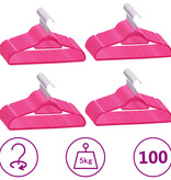 vidaXL 100-delige Kledinghangerset anti-slip fluweel roze