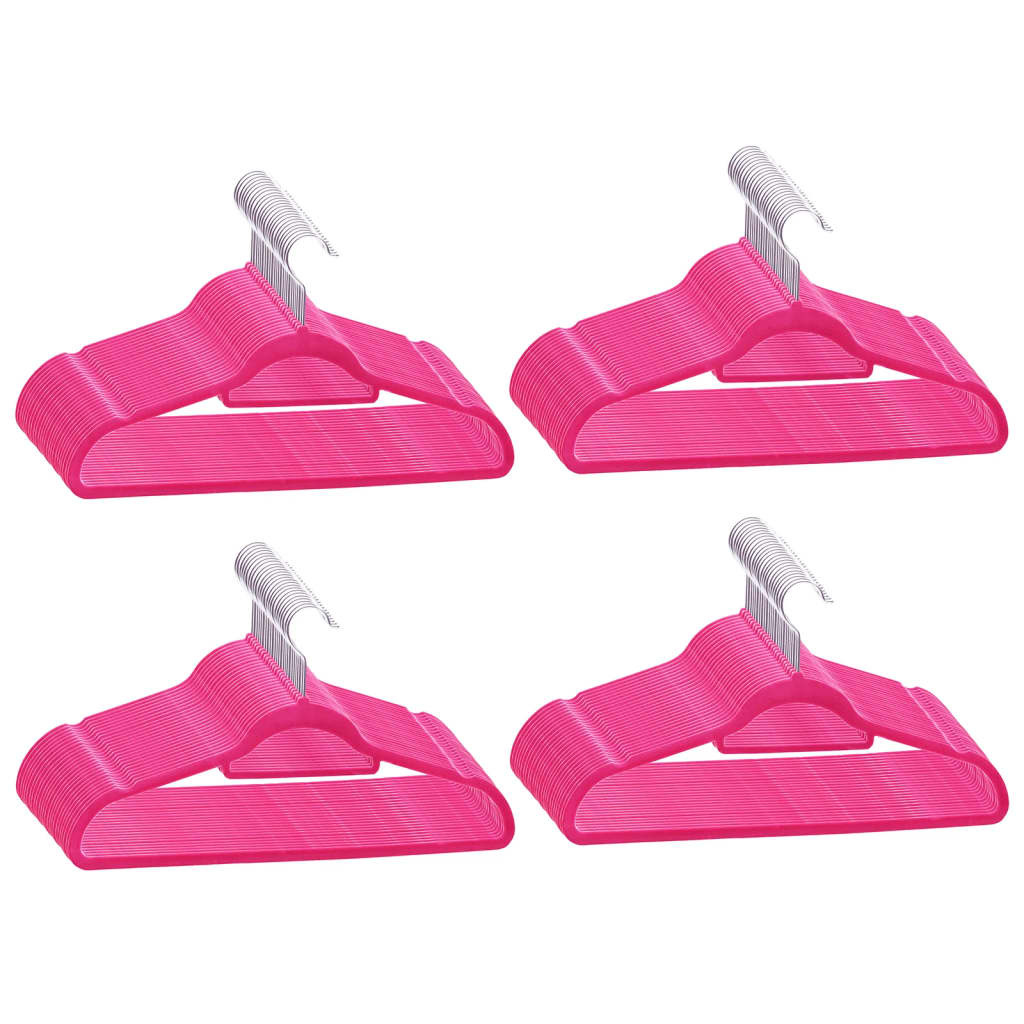 VidaXL 100-delige Kledinghangerset anti-slip fluweel roze