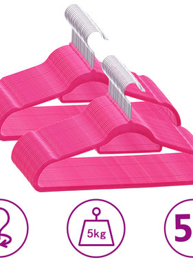 VidaXL 50-delige Kledinghangerset anti-slip fluweel roze