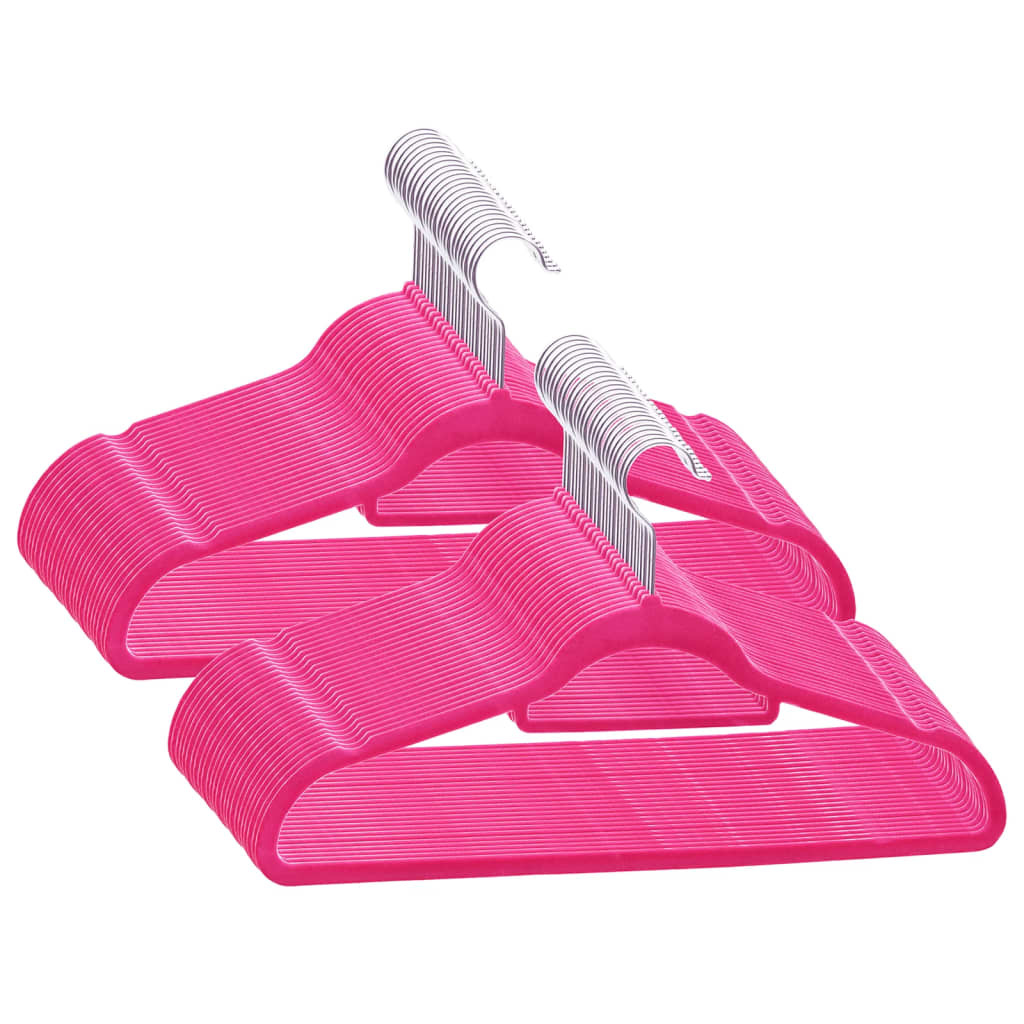 VidaXL 50-delige Kledinghangerset anti-slip fluweel roze