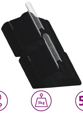 VidaXL 50-delige Kledinghangerset anti-slip fluweel zwart