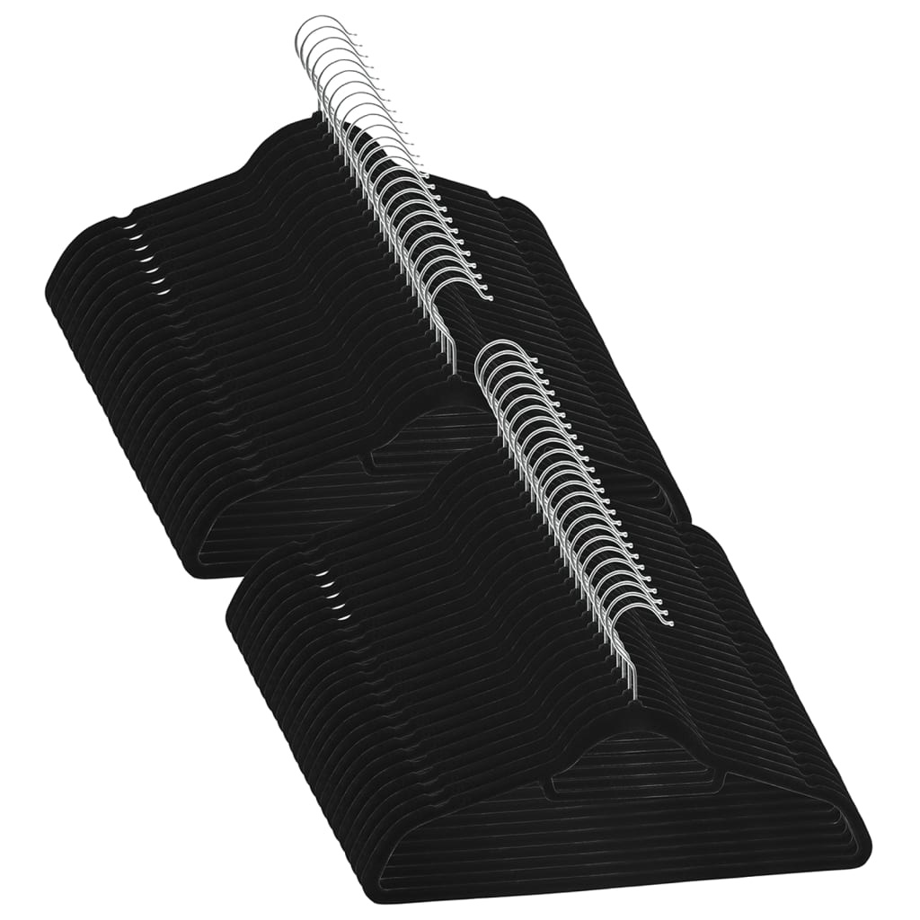VidaXL 50-delige Kledinghangerset anti-slip fluweel zwart