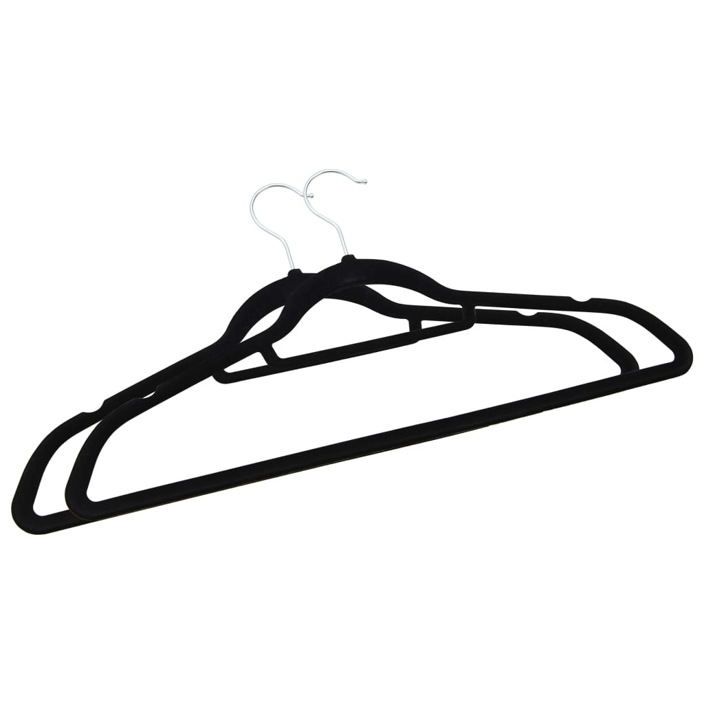 VidaXL 50-delige Kledinghangerset anti-slip fluweel zwart