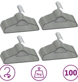 VidaXL 100-delige Kledinghangerset anti-slip fluweel grijs