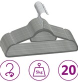 VidaXL 20-delige Kledinghangerset anti-slip fluweel grijs
