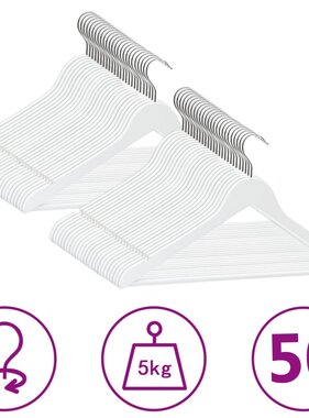 VidaXL 50-delige Kledinghangerset anti-slip hardhout wit